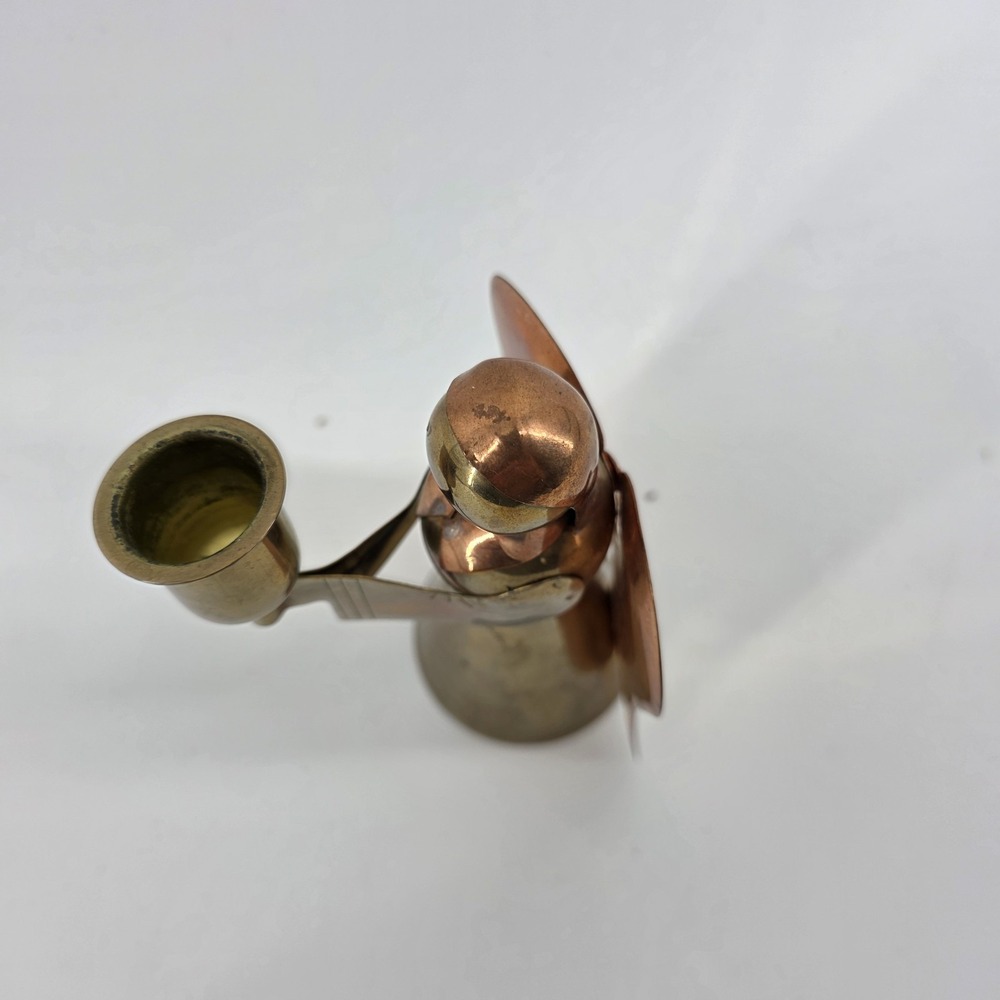 Vintage Brass & Copper Angel Candle Holder Figurine Christmas Ornament Festive - Picture 4 of 6